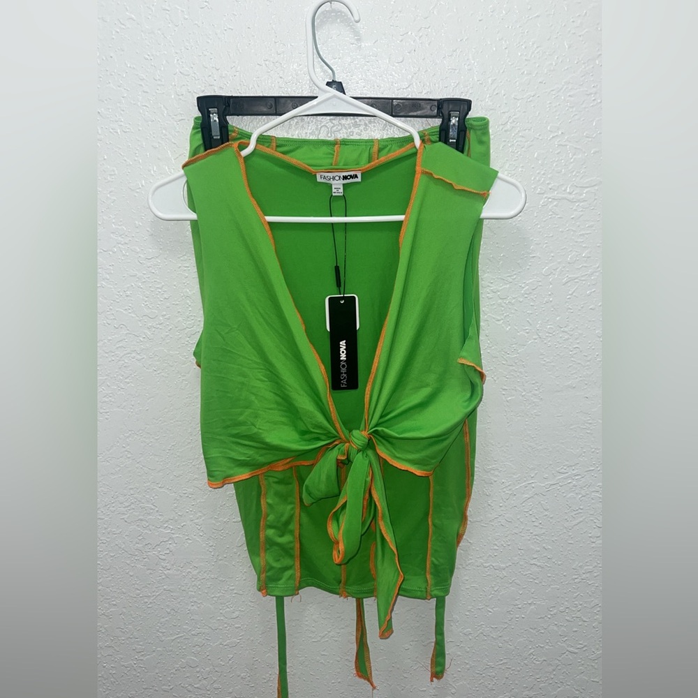 Green and orange fashion nova set